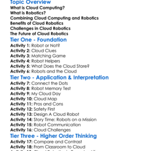 Cloud Computing In Robotics Worksheet Activity Booklet