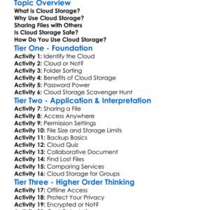 Cloud Storage And Sharing Worksheet Activity Booklet