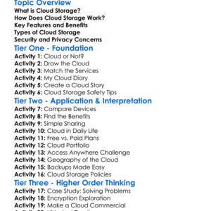 Cloud Storage Solutions Worksheet Activity Booklet
