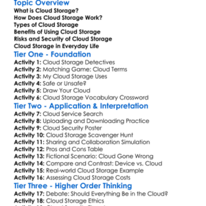 Cloud Storage Worksheet Activity Booklet