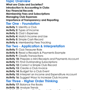 Clubs And Societies Accounting Worksheet Activity Booklet
