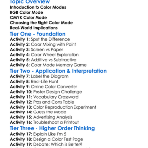 Cmyk Vs Rgb Color Modes Worksheet Activity Booklet