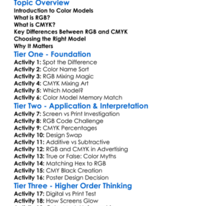 Cmyk Vs Rgb Color Worksheet Activity Booklet