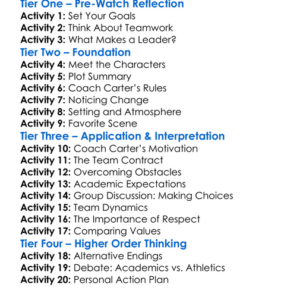Coach Carter Worksheet Activity Booklet