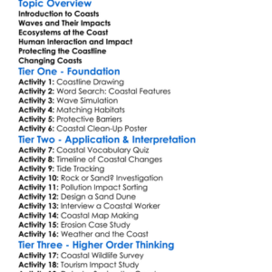 Coastal Environments Worksheet Activity Booklet