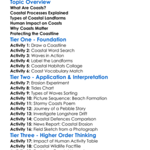 Coasts And Coastal Processes Worksheet Activity Booklet