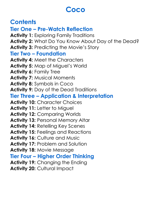 Coco Worksheet Activity Booklet