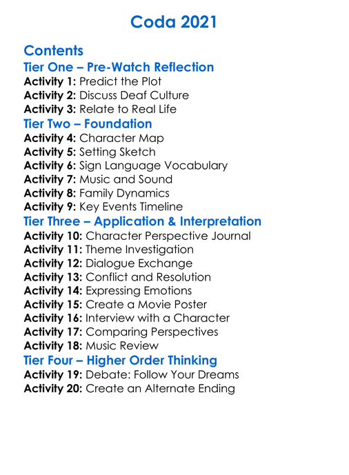 Coda 2021 Worksheet Activity Booklet