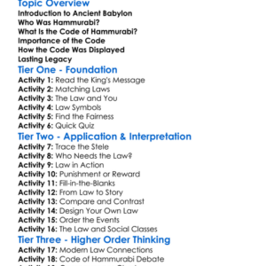 Code Of Hammurabi Worksheet Activity Booklet