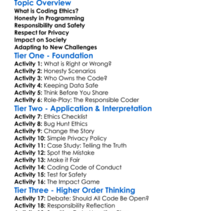 Coding Ethics Worksheet Activity Booklet