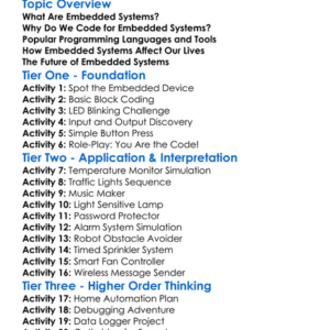 Coding For Embedded Systems Worksheet Activity Booklet