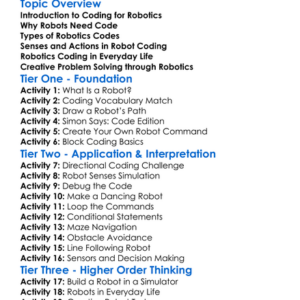 Coding For Robotics Worksheet Activity Booklet