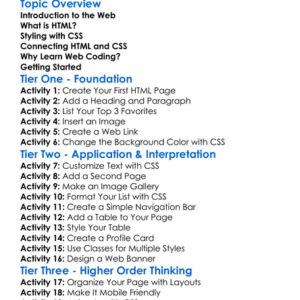 Coding For The Web Htmlcss Worksheet Activity Booklet