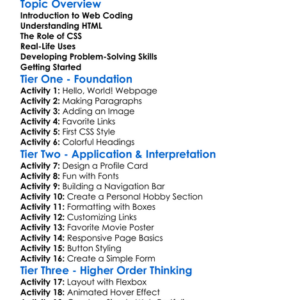 Coding In Html And Css Worksheet Activity Booklet