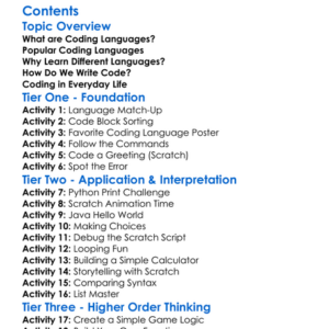 Coding Languages Eg Python Java Scratch Worksheet Activity Booklet