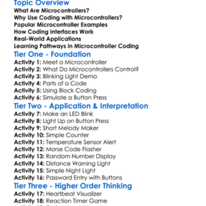 Coding Microcontrollers Worksheet Activity Booklet