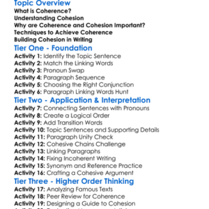 Coherence And Cohesion In Writing Worksheet Activity Booklet