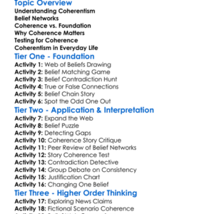 Coherentism Worksheet Activity Booklet