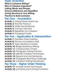 Cohesive Writing Worksheet Activity Booklet