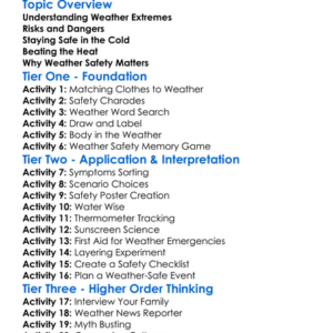 Cold And Heat Weather Safety Worksheet Activity Booklet