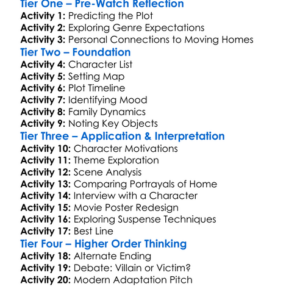Cold Creek Manor 2003 Worksheet Activity Booklet