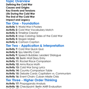 Cold War Origins And Major Events Worksheet Activity Booklet