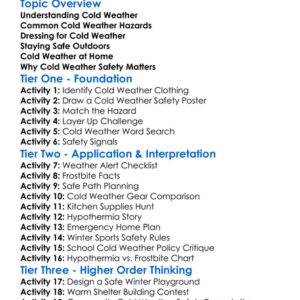 Cold Weather Safety Worksheet Activity Booklet