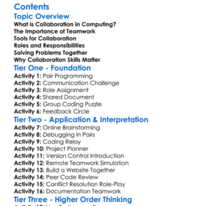 Collaboration And Teamwork In Computing Worksheet Activity Booklet