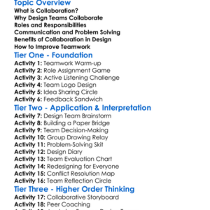 Collaboration In Design Teams Worksheet Activity Booklet