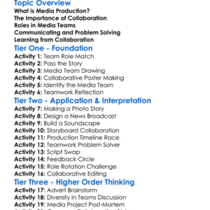 Collaboration In Media Production Worksheet Activity Booklet