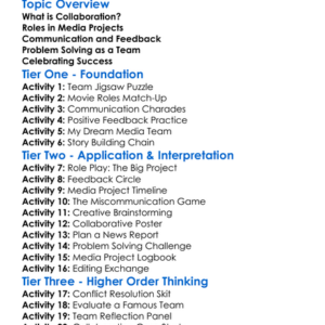 Collaboration In Media Projects Worksheet Activity Booklet