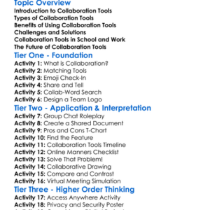 Collaboration Tools In Computing Worksheet Activity Booklet