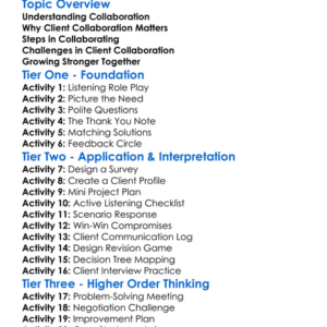 Collaboration With Clients Worksheet Activity Booklet