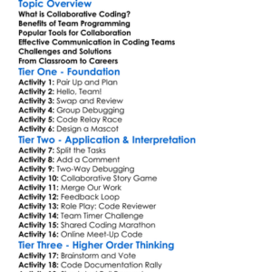 Collaborative Coding Worksheet Activity Booklet