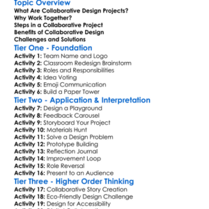 Collaborative Design Projects Worksheet Activity Booklet