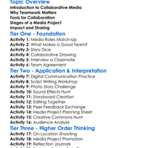 Collaborative Media Projects Worksheet Activity Booklet