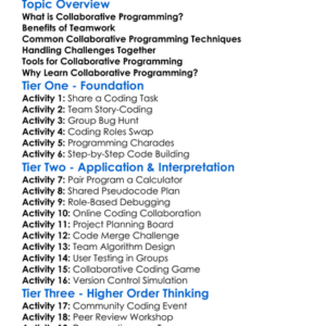 Collaborative Programming Worksheet Activity Booklet