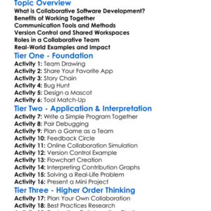 Collaborative Software Development Worksheet Activity Booklet