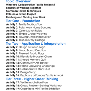 Collaborative Textile Projects Worksheet Activity Booklet
