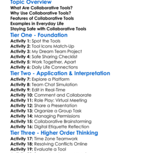 Collaborative Tools In Computing Worksheet Activity Booklet