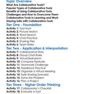 Collaborative Tools Worksheet Activity Booklet