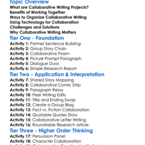 Collaborative Writing Projects Worksheet Activity Booklet