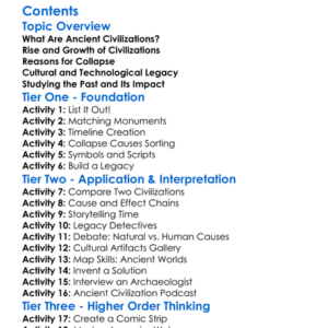 Collapse And Legacy Of Ancient Civilizations Worksheet Activity Booklet