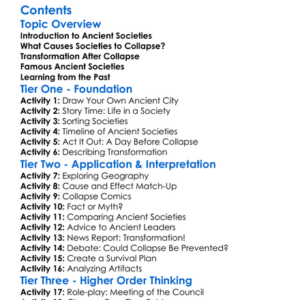 Collapse And Transformation Of Ancient Societies Worksheet Activity Booklet