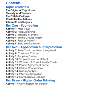 Collapse Of Yugoslavia And Balkan Conflicts Worksheet Activity Booklet