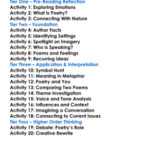 Collected Poems Sylvia Plath Worksheet Activity Booklet