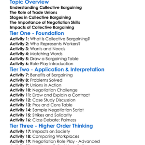 Collective Bargaining Worksheet Activity Booklet