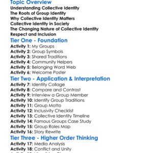 Collective Identity Worksheet Activity Booklet