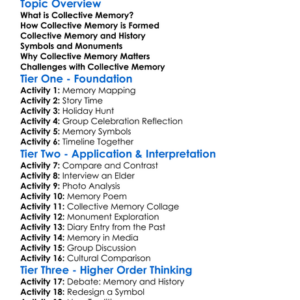 Collective Memory Worksheet Activity Booklet