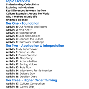 Collectivism And Individualism Worksheet Activity Booklet